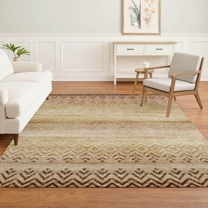 HomeRoots 5' X 8' Beige & Brown Geometric Area Rug - Machine Washable, Stain Resistant, UV Protected Design 715635