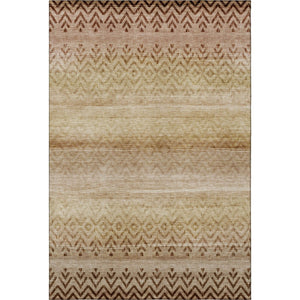 HomeRoots 8' Beige and Brown Geometric Round Rug - Washable, UV-Protected, Non-Slip for Busy Homes & Pets 715636