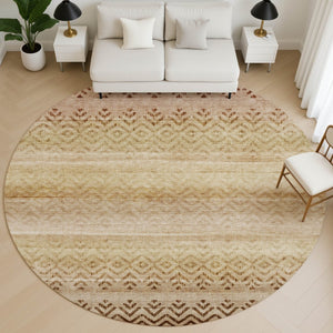 HomeRoots 8' X 10' Beige and Brown Geometric Area Rug - Washable, UV Protected, Perfect for Indoor and Outdoor Use! 715637