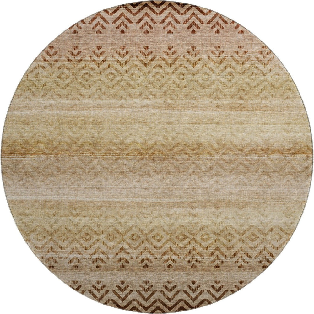 HomeRoots 8' X 10' Beige and Brown Geometric Area Rug - Washable, UV Protected, Perfect for Indoor and Outdoor Use! 715637