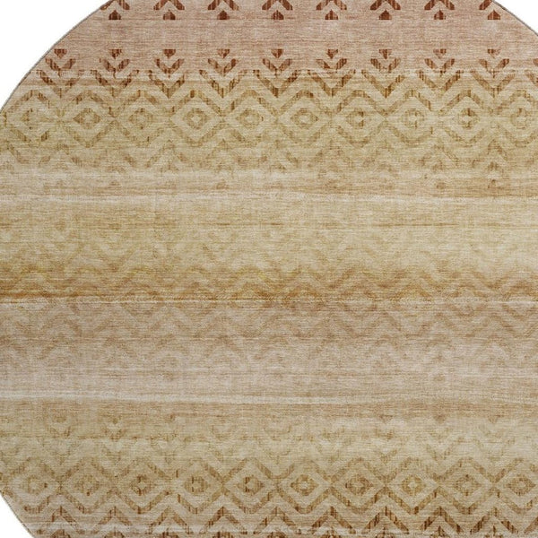 HomeRoots 8' X 10' Beige and Brown Geometric Area Rug - Washable, UV Protected, Perfect for Indoor and Outdoor Use! 715637