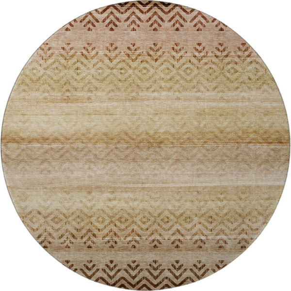 HomeRoots 8' X 10' Beige and Brown Geometric Area Rug - Washable, UV Protected, Perfect for Indoor and Outdoor Use! 715637