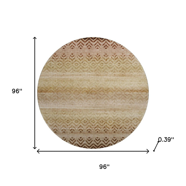 HomeRoots 8' X 10' Beige and Brown Geometric Area Rug - Washable, UV Protected, Perfect for Indoor and Outdoor Use! 715637
