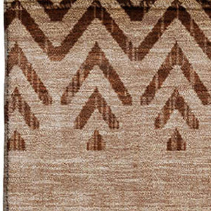 HomeRoots 9' X 12' Beige & Brown Geometric Area Rug – Washable, UV Protected, Stain Resistant for Homes 715638