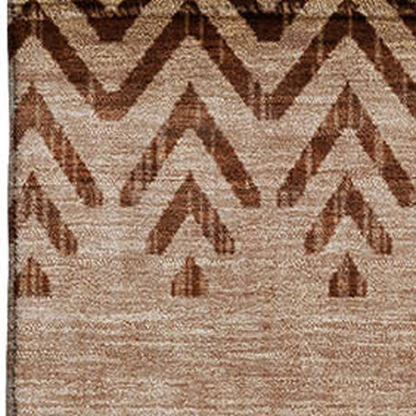 HomeRoots 9' X 12' Beige & Brown Geometric Area Rug – Washable, UV Protected, Stain Resistant for Homes 715638