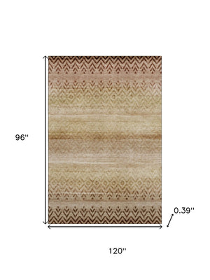 HomeRoots 9' X 12' Beige & Brown Geometric Area Rug – Washable, UV Protected, Stain Resistant for Homes 715638
