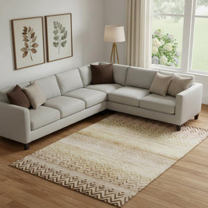 HomeRoots 9' X 12' Beige & Brown Geometric Area Rug – Washable, UV Protected, Stain Resistant for Homes 715638