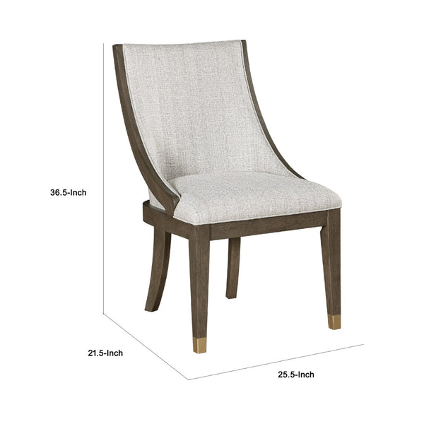 English Elm Greta Sculptural Armchair Set Beige Linen Upholstery Oak Veneer Gold Leg Accents B056P412634