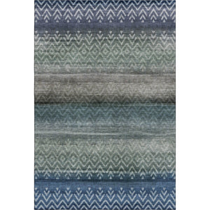 HomeRoots 5' X 8' Blue and Gray Geometric Area Rug – Washable, UV Protected, Perfect for High-Traffic Spaces! 715641