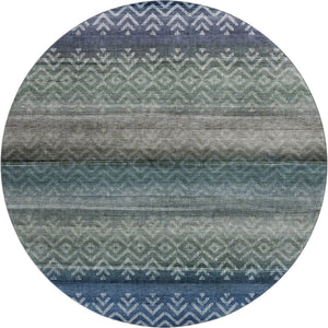 HomeRoots 8' X 10' Blue And Gray Geometric Area Rug - Washable, UV Protected, Durable for Busy Homes & Patios 715643