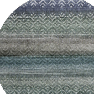 HomeRoots 8' X 10' Blue And Gray Geometric Area Rug - Washable, UV Protected, Durable for Busy Homes & Patios 715643