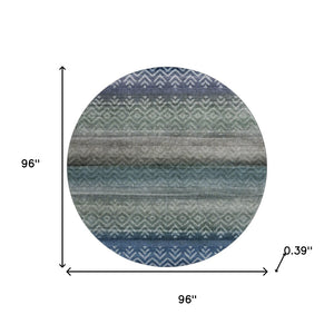 HomeRoots 8' X 10' Blue And Gray Geometric Area Rug - Washable, UV Protected, Durable for Busy Homes & Patios 715643