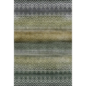 HomeRoots 5' X 8' Washable Green & Charcoal Geometric Area Rug with UV Protection for Modern Spaces & Durability 715647