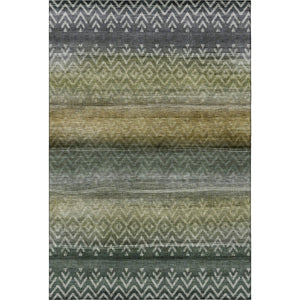 HomeRoots 5' X 8' Washable Green & Charcoal Geometric Area Rug with UV Protection for Modern Spaces & Durability 715647