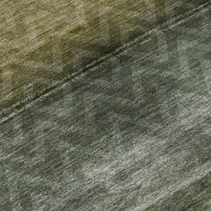 HomeRoots 5' X 8' Washable Green & Charcoal Geometric Area Rug with UV Protection for Modern Spaces & Durability 715647