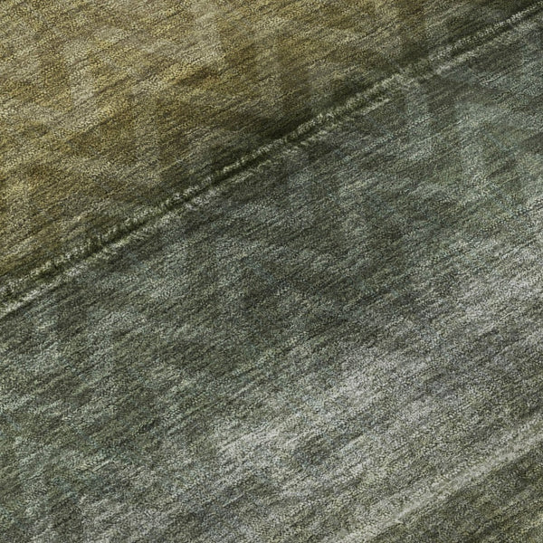 HomeRoots 5' X 8' Washable Green & Charcoal Geometric Area Rug with UV Protection for Modern Spaces & Durability 715647