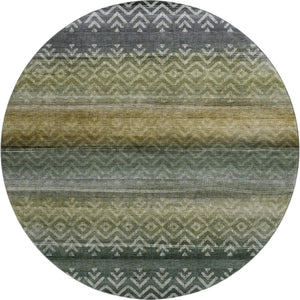 HomeRoots 8' X 10' Washable Area Rug in Green & Charcoal Geometric Design with UV Protection for Active Homes 715649
