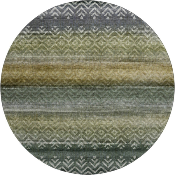 HomeRoots 8' X 10' Washable Area Rug in Green & Charcoal Geometric Design with UV Protection for Active Homes 715649