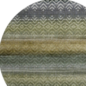 HomeRoots 8' X 10' Washable Area Rug in Green & Charcoal Geometric Design with UV Protection for Active Homes 715649