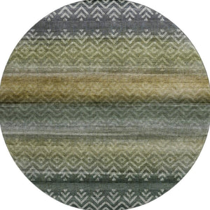 HomeRoots 8' X 10' Washable Area Rug in Green & Charcoal Geometric Design with UV Protection for Active Homes 715649