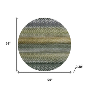 HomeRoots 8' X 10' Washable Area Rug in Green & Charcoal Geometric Design with UV Protection for Active Homes 715649