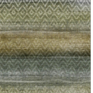 HomeRoots 9' X 12' Geometric Area Rug in Green & Charcoal - Washable, UV-Protected, Perfect for Family Homes! 715650