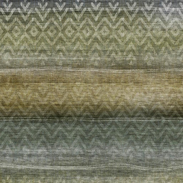 HomeRoots 10' X 14' Green & Charcoal Geometric Washable Area Rug – Durable, UV-Protected, Perfect for Busy Homes! 715651