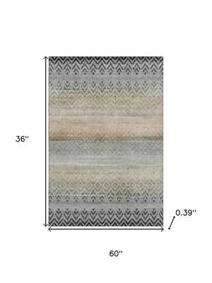 HomeRoots 5' X 8' Gray Geometric Washable Area Rug with UV Protection – Stylish, Durable, and Easy Care Solution! 715653