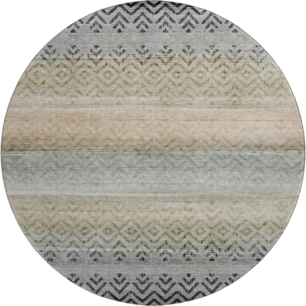HomeRoots 8' X 10' Gray Geometric Washable Area Rug with UV Protection – Perfect for Family Spaces & Patios! 715655