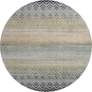 HomeRoots 8' X 10' Gray Geometric Washable Area Rug with UV Protection – Perfect for Family Spaces & Patios! 715655