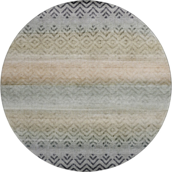 HomeRoots 8' X 10' Gray Geometric Washable Area Rug with UV Protection – Perfect for Family Spaces & Patios! 715655