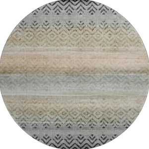 HomeRoots 8' X 10' Gray Geometric Washable Area Rug with UV Protection – Perfect for Family Spaces & Patios! 715655
