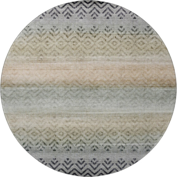 HomeRoots 8' X 10' Gray Geometric Washable Area Rug with UV Protection – Perfect for Family Spaces & Patios! 715655