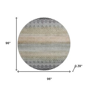 HomeRoots 8' X 10' Gray Geometric Washable Area Rug with UV Protection – Perfect for Family Spaces & Patios! 715655