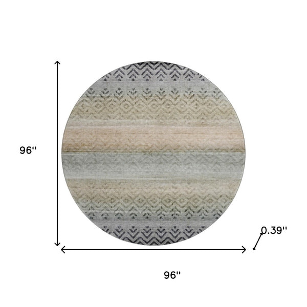 HomeRoots 8' X 10' Gray Geometric Washable Area Rug with UV Protection – Perfect for Family Spaces & Patios! 715655