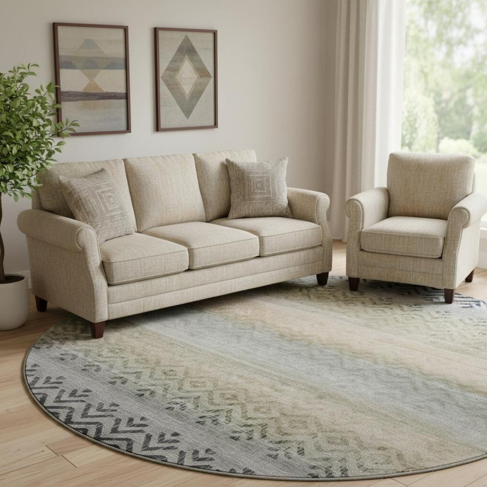 HomeRoots 8' X 10' Gray Geometric Washable Area Rug with UV Protection – Perfect for Family Spaces & Patios! 715655