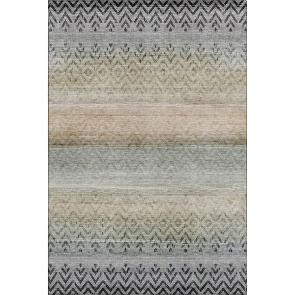 HomeRoots 9' X 12' Gray And Charcoal Geometric Washable Area Rug with UV Protection for Modern Living Spaces 715656