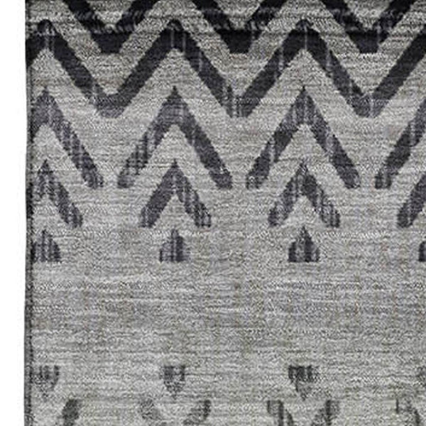 HomeRoots 9' X 12' Gray And Charcoal Geometric Washable Area Rug with UV Protection for Modern Living Spaces 715656