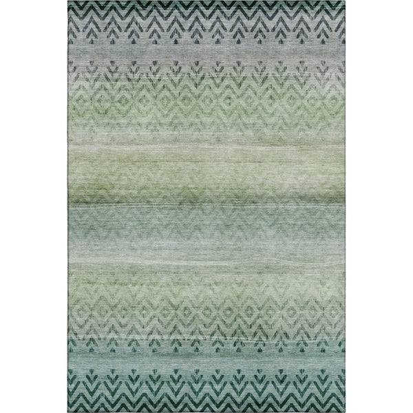 HomeRoots 5' X 8' Stylish Teal and Gray Geometric Area Rug with UV Protection - Washable and Durable Design 715659