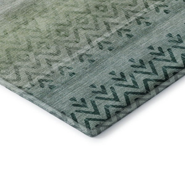 HomeRoots 5' X 8' Stylish Teal and Gray Geometric Area Rug with UV Protection - Washable and Durable Design 715659