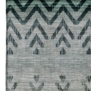HomeRoots 5' X 8' Stylish Teal and Gray Geometric Area Rug with UV Protection - Washable and Durable Design 715659