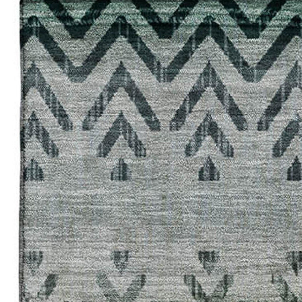 HomeRoots 5' X 8' Stylish Teal and Gray Geometric Area Rug with UV Protection - Washable and Durable Design 715659