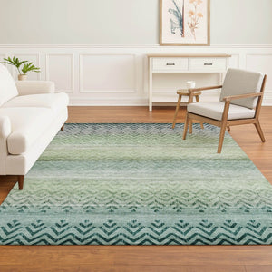 HomeRoots 5' X 8' Stylish Teal and Gray Geometric Area Rug with UV Protection - Washable and Durable Design 715659