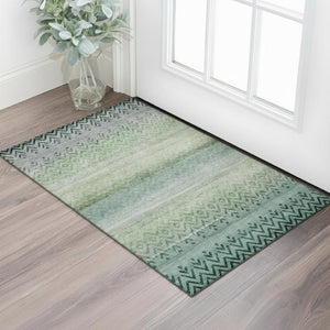 HomeRoots 5' X 8' Stylish Teal and Gray Geometric Area Rug with UV Protection - Washable and Durable Design 715659