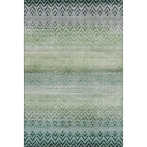 HomeRoots 8' Teal and Gray Geometric Round Rug - Machine Washable, UV Protected & Stain Resistant for Style 715660