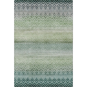 HomeRoots 8' Teal and Gray Geometric Round Rug - Machine Washable, UV Protected & Stain Resistant for Style 715660