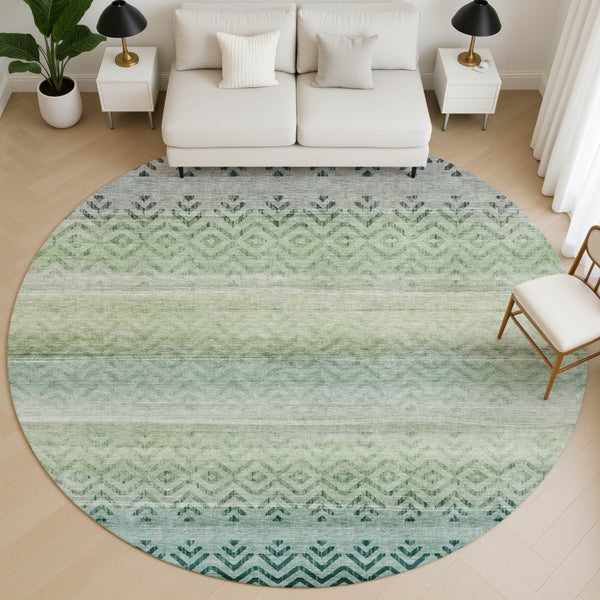 HomeRoots 8' X 10' Stylish Teal and Gray Geometric Area Rug - Durable, Washable, UV-Protected for Modern Living 715661