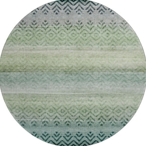 HomeRoots 8' X 10' Stylish Teal and Gray Geometric Area Rug - Durable, Washable, UV-Protected for Modern Living 715661