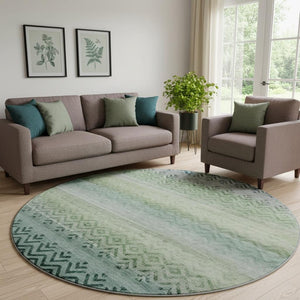 HomeRoots 8' X 10' Stylish Teal and Gray Geometric Area Rug - Durable, Washable, UV-Protected for Modern Living 715661