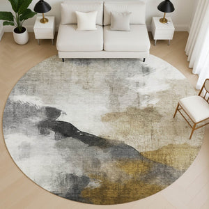 HomeRoots 8' X 10' Stylish Brown and Ivory Abstract Area Rug - Washable, UV Resistant, Durable for High Traffic 715667